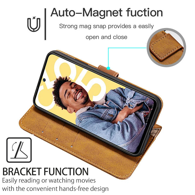 Blackview BV9200 wallet phone case with stand, black leather holster cover featuring card slots and secure closure.