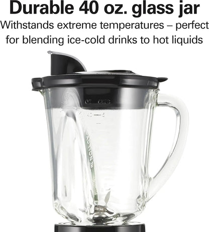 700W Blender & Food Processor Combo – 40oz Glass Jar, Travel Cup, 3-Cup Food Chopper | Gray/Black