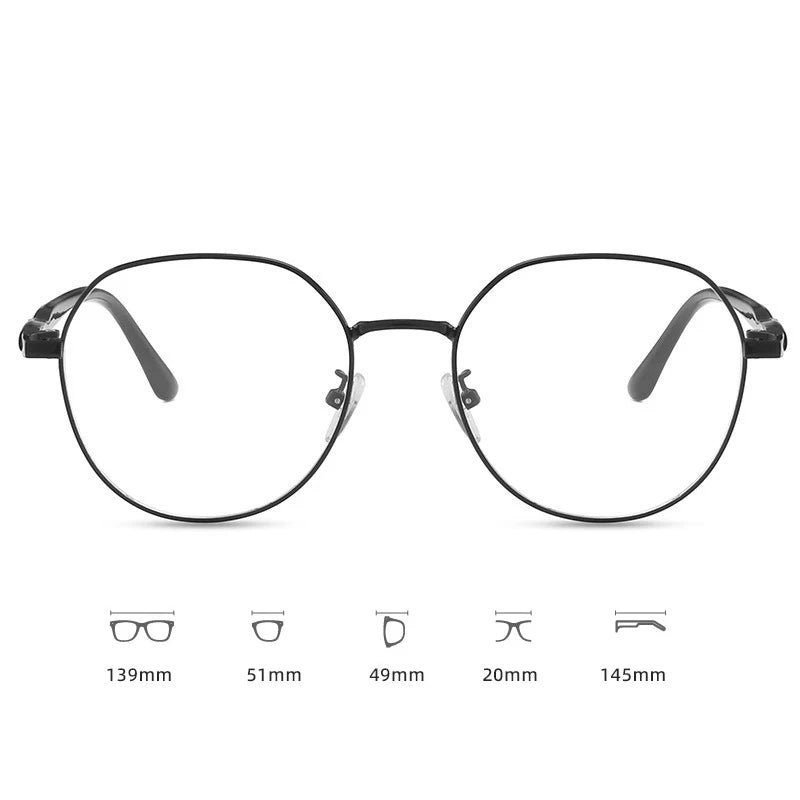 Clear Y2K style round computer glasses with anti-blue light lenses from R.E.D. Shopping, designed for stylish eye protection.