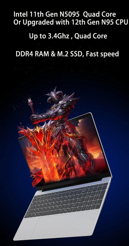 molosuper ML53 15.6" Laptop – Intel Celeron N5095/N95, 8/16GB DDR4, up to 1TB SSD, Fingerprint, Windows 11