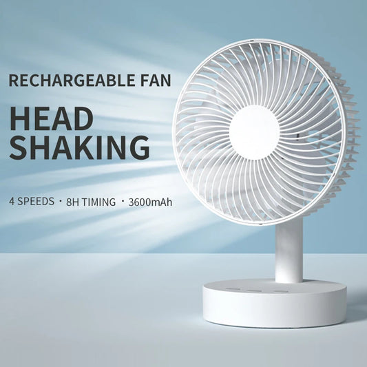 Kasydoff USB Desk Fan – 3600mAh Rechargeable, 4-Speed, 7-Blade Oscillating, Timer, Quiet Cooling Fan for Home & Office