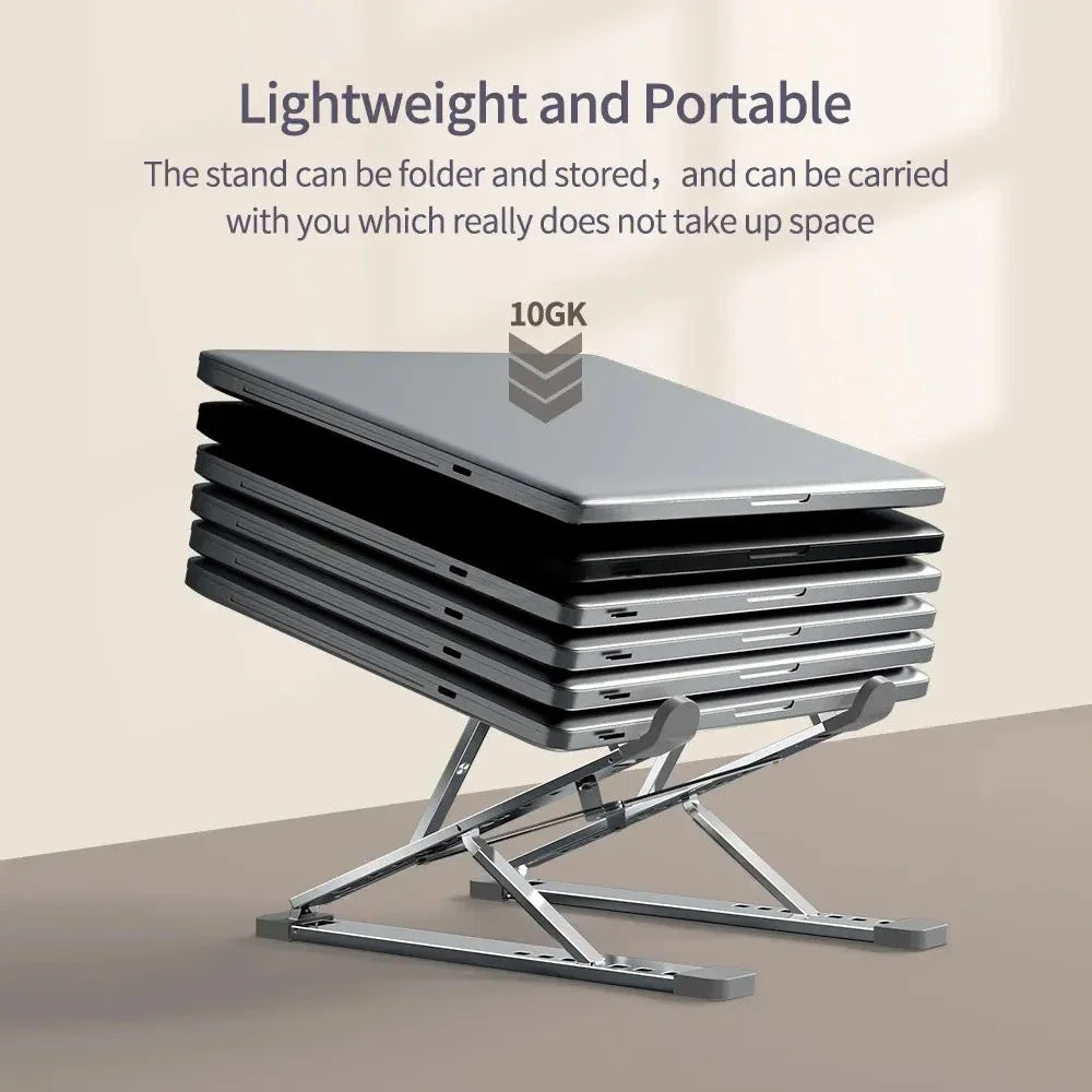 Aluminum Laptop Stand – Adjustable, Foldable, Cooling, Portable Notebook Holder for MacBook