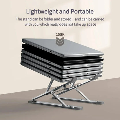 Aluminum Laptop Stand – Adjustable, Foldable, Cooling, Portable Notebook Holder for MacBook