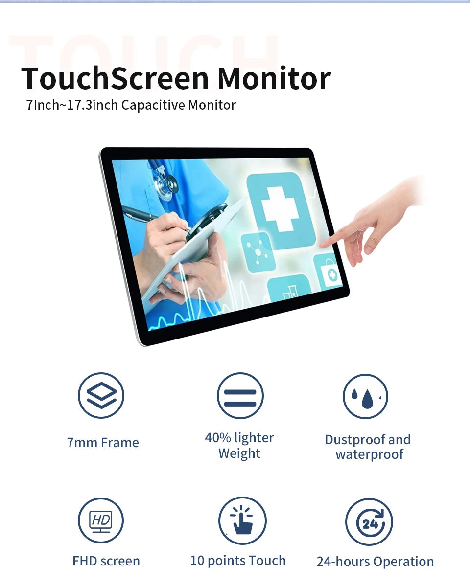 Industrial Touch Panel PC 15.6"/17.3"/18.5" – Android 11/Win 10, Waterproof, Wall Mount