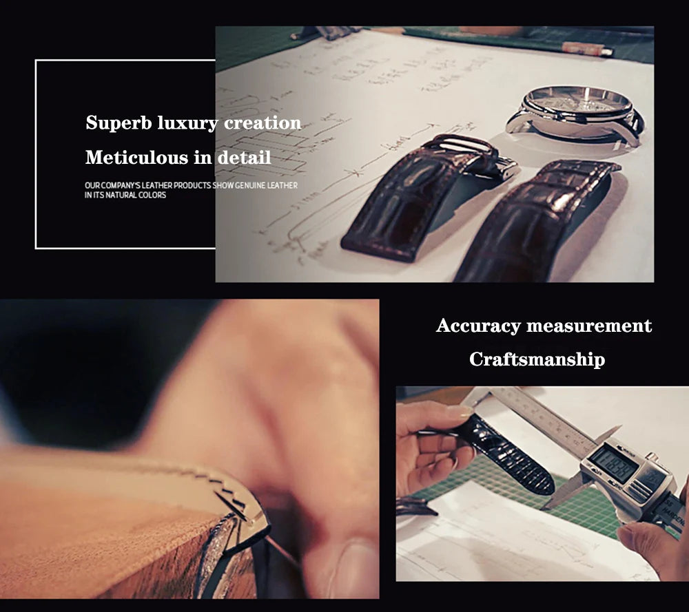 Premium Genuine Leather Watch Strap | 12–24mm, 9 Colors + Tool