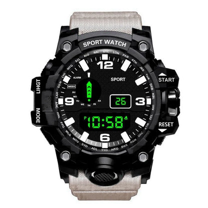 Men's sports electronic wristwatch with large dial, waterproof, luminous display, and alarm from R.E.D. Shopping.
