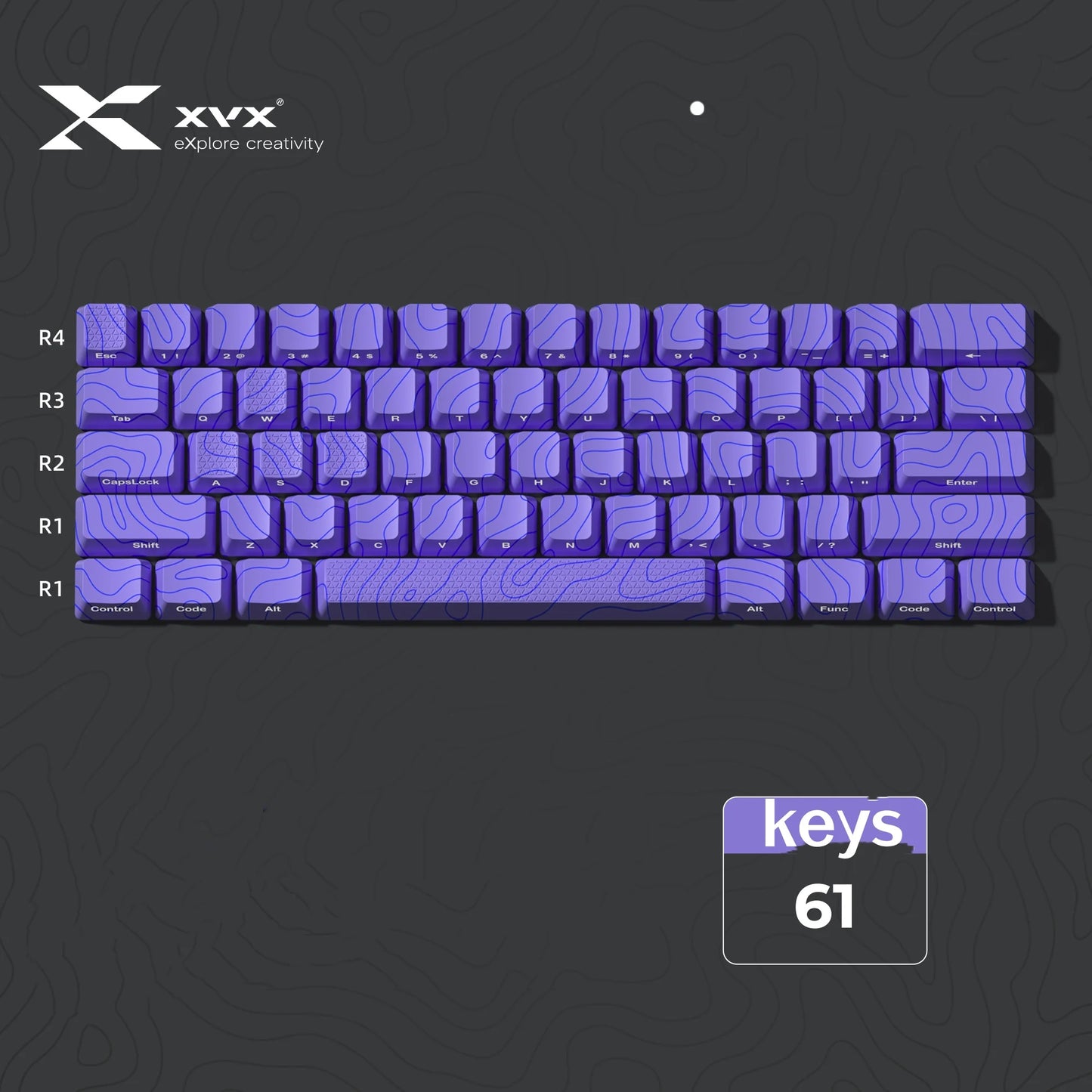 XVX Topographic Keycaps 118 Keys – OEM Profile, Shine-Through, IMD-Tech, Side Print