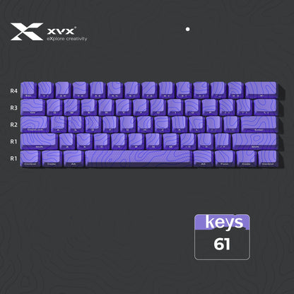 XVX Topographic Keycaps 118 Keys – OEM Profile, Shine-Through, IMD-Tech, Side Print