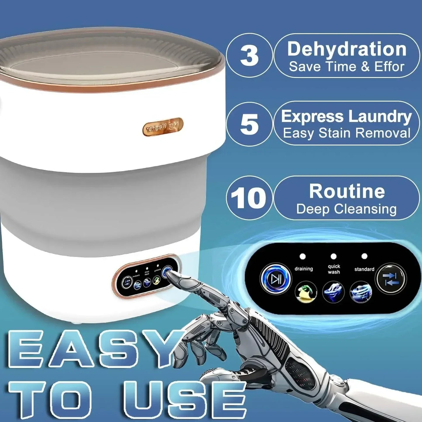 15L Foldable Portable Washing Machine with Spin Dryer – EU Plug