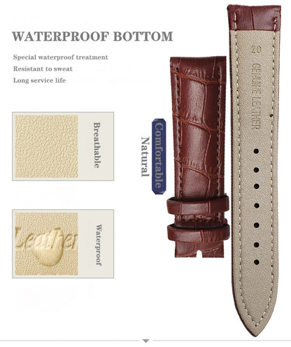 Premium Genuine Leather Watch Strap | 12–24mm, 9 Colors + Tool