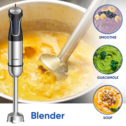 BioloMix 5-in-1 1500W Immersion Hand Blender – Stainless Steel Food Processor