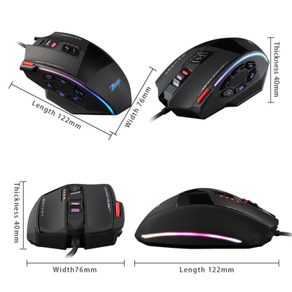 ZELOTES C13 Wired Gaming Mouse | 13 Keys | 10000 DPI | RGB | Laser Sensor | For Laptop & PC