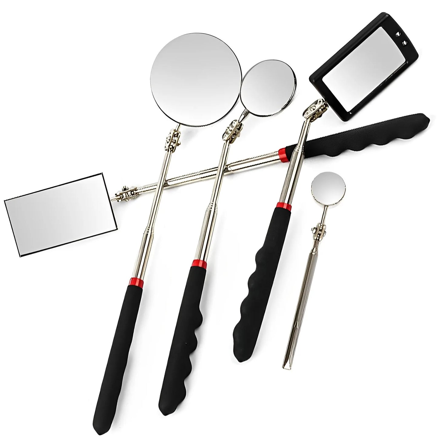 Telescopic LED Inspection Mirror | 360° Extending Mechanic Tool for Hard-to-Reach Areas