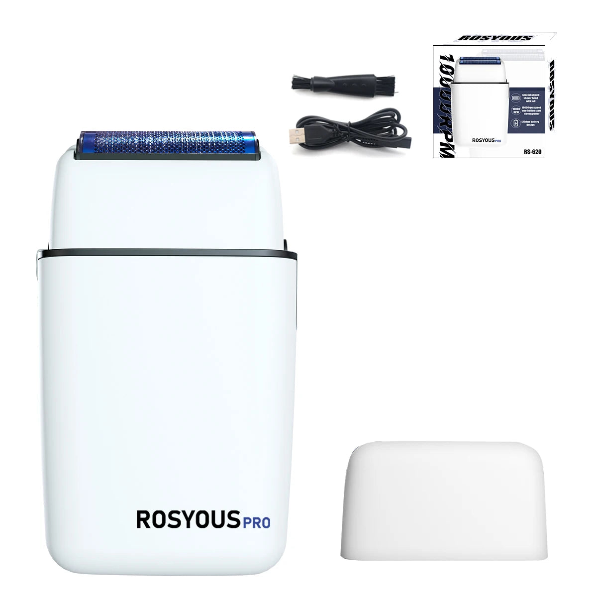 R.E.D. Shopping ROSYOUS RS620 double foil electric shaver for men with rechargeable beard trimming in a sleek design.