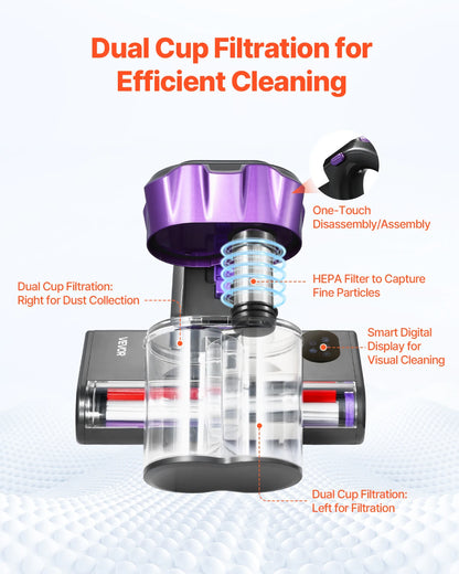 SucceBuy Mattress Vacuum Cleaner – 18Kpa, Dual Dust Bin, HEPA Filter, Heating & Ultrasound, Handheld for Bed & Sofa