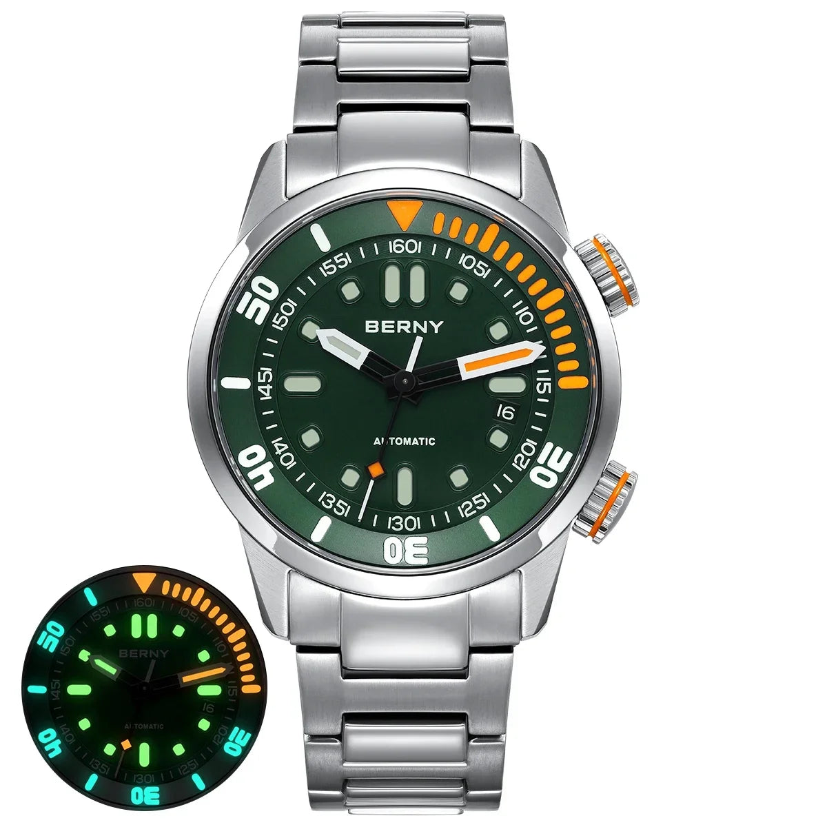 BERNY Automatic Dive Watch – Sapphire Crystal, 200M Water Resistant, NH35 Movement