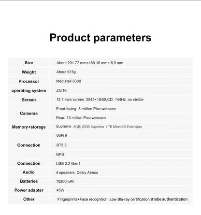 Lenovo Xiaoxin Pad Pro 12.7 2025 – 2880x1800, Dimensity 8300, 10200mAh, Eye-Care