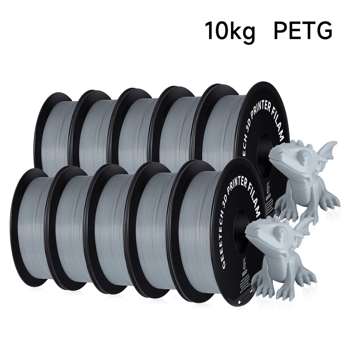 Geeetech PETG Filament – 10 Rolls x 1KG, 1.75mm, Vacuum Packed, for FDM 3D Printers