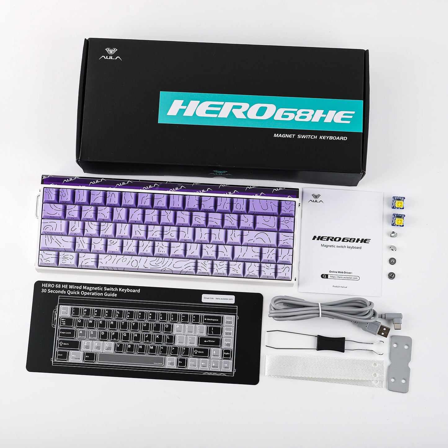 AULA Hero68 HE Magnetic Gaming Keyboard – 65% ANSI, Wired, Hall Effect Switches