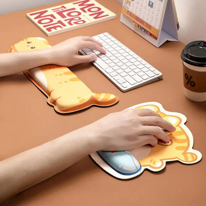 Cute Cartoon Corgi & Cat Mouse Pad with Wrist Rest – Memory Foam, Anti-Slip, Office Gift