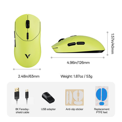 Rapoo Wireless Gaming Mouse – 8KHz Polling, 26000 DPI, 8 Buttons, Rechargeable, for Small/Medium Hands