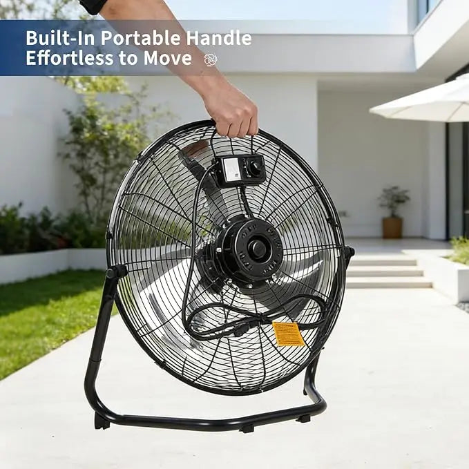 Heavy Duty Industrial Floor Fan 12–20" – 3 Speeds, 4800 CFM, 360° Tilt, High Velocity