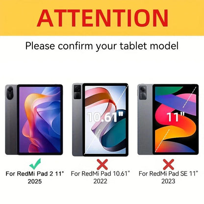 Redmi Pad 2 11" 2025 Case | Tri-Fold PU Leather | Shockproof | Stand | 6 Colors