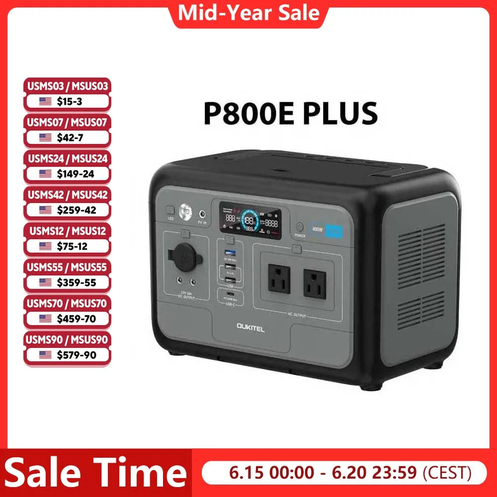 OUKITEL P800E Portable Power Station 800W | 512Wh LiFePO4 | Solar Generator