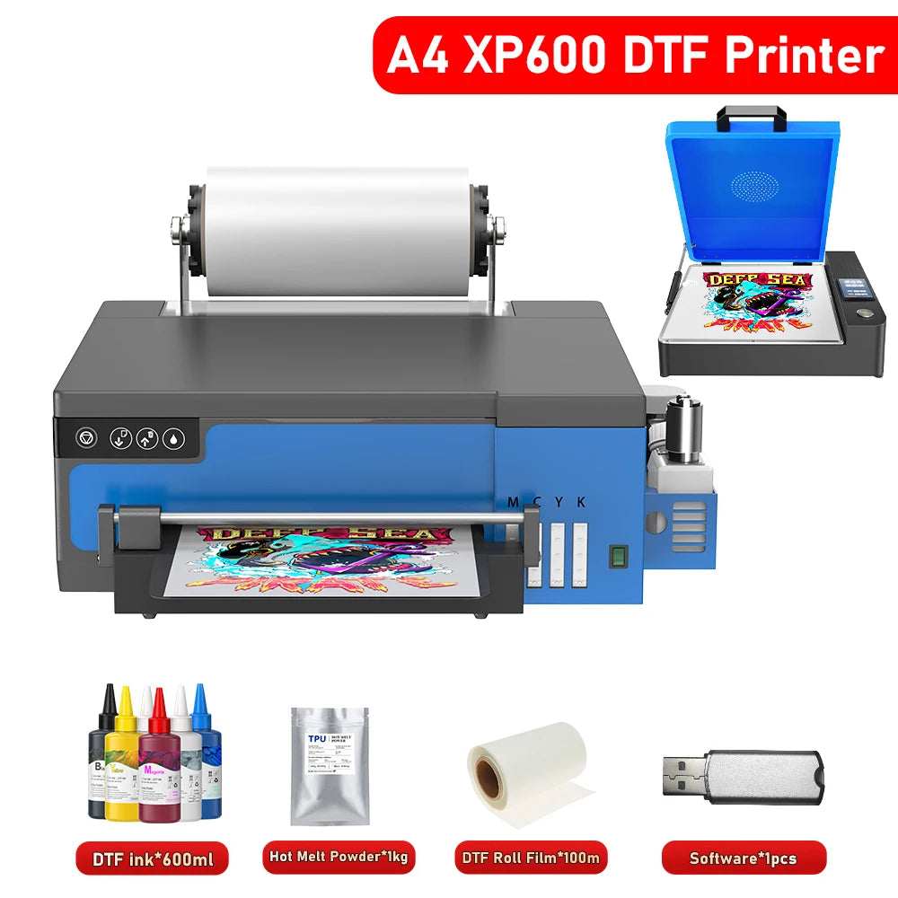 A3 XP600 DTF Printer with Roll Feeder – Direct to Film T-Shirt Printing Machine