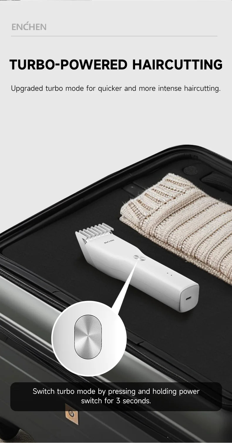 ENCHEN Boost-W Cordless Hair Clipper – USB Rechargeable, Adjustable Comb
