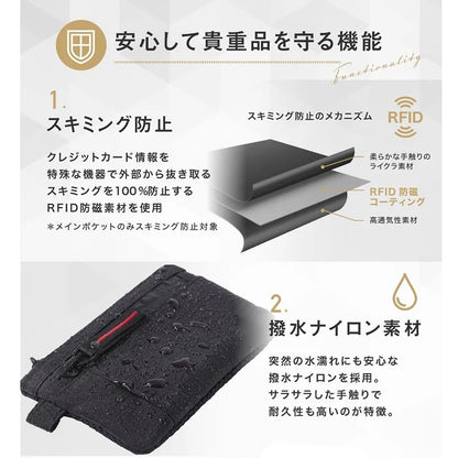 RFID Nylon Mini Wallet with Zipper & D-Ring Clip