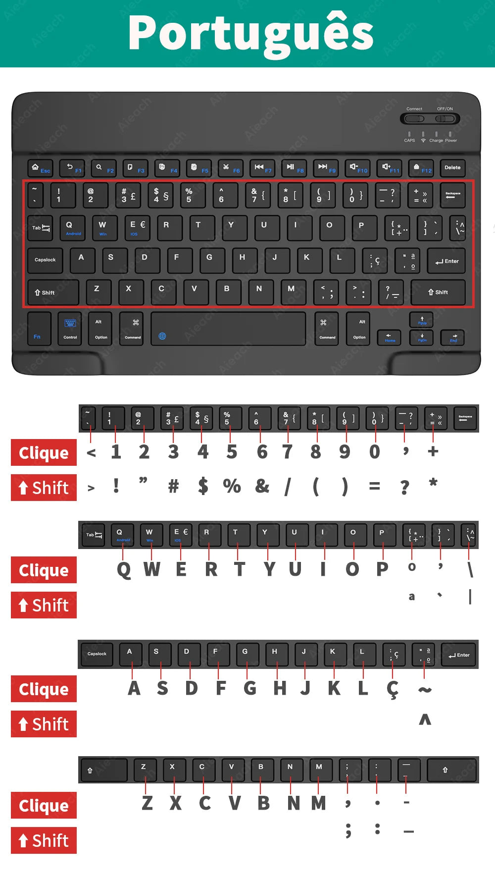 Wireless Bluetooth Keyboard with Rainbow Backlit – Tablet, iPad, Phone, Android, iOS, Windows