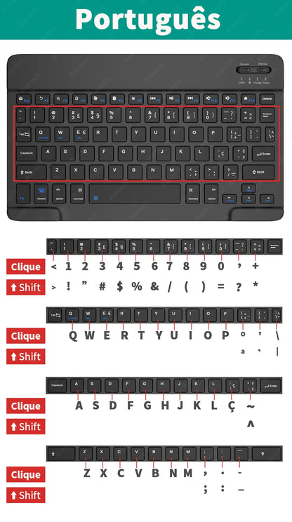 Wireless Bluetooth Keyboard with Rainbow Backlit – Tablet, iPad, Phone, Android, iOS, Windows