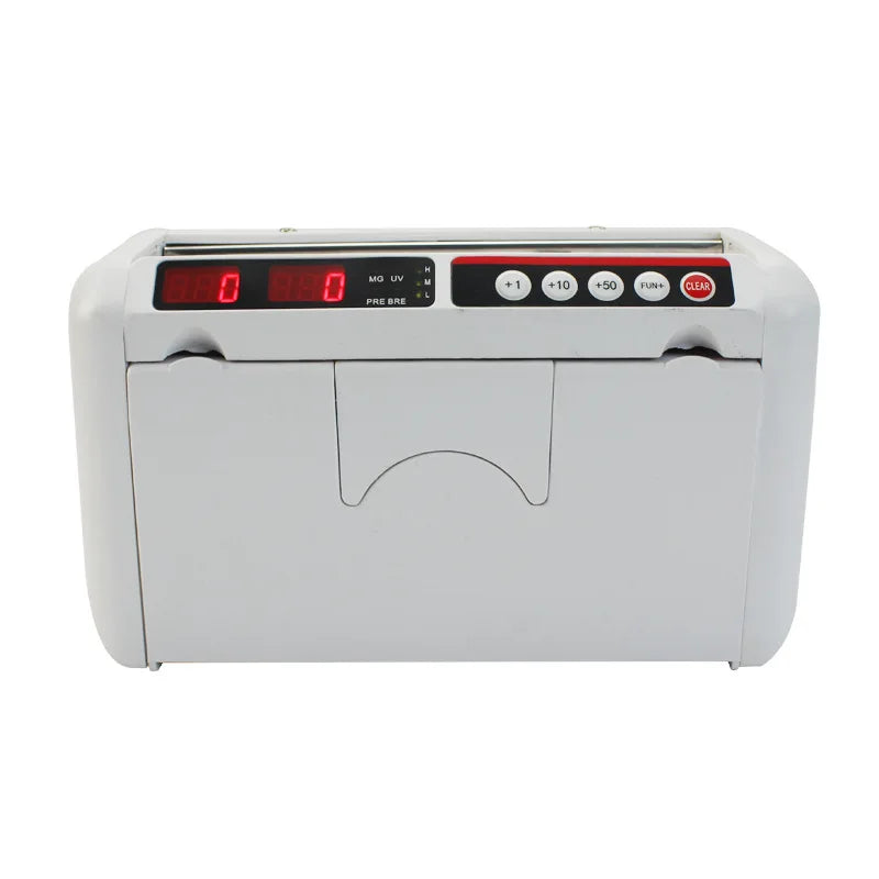 Portable R.E.D. Shopping K-1000 money counter with multi-currency bill detector and battery, for retail point of sale use.