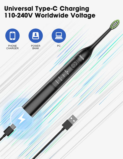 Jeenk JK-Y05 Sonic Electric Toothbrush | 4 Modes | 6 Heads | Smart Timer | Waterproof