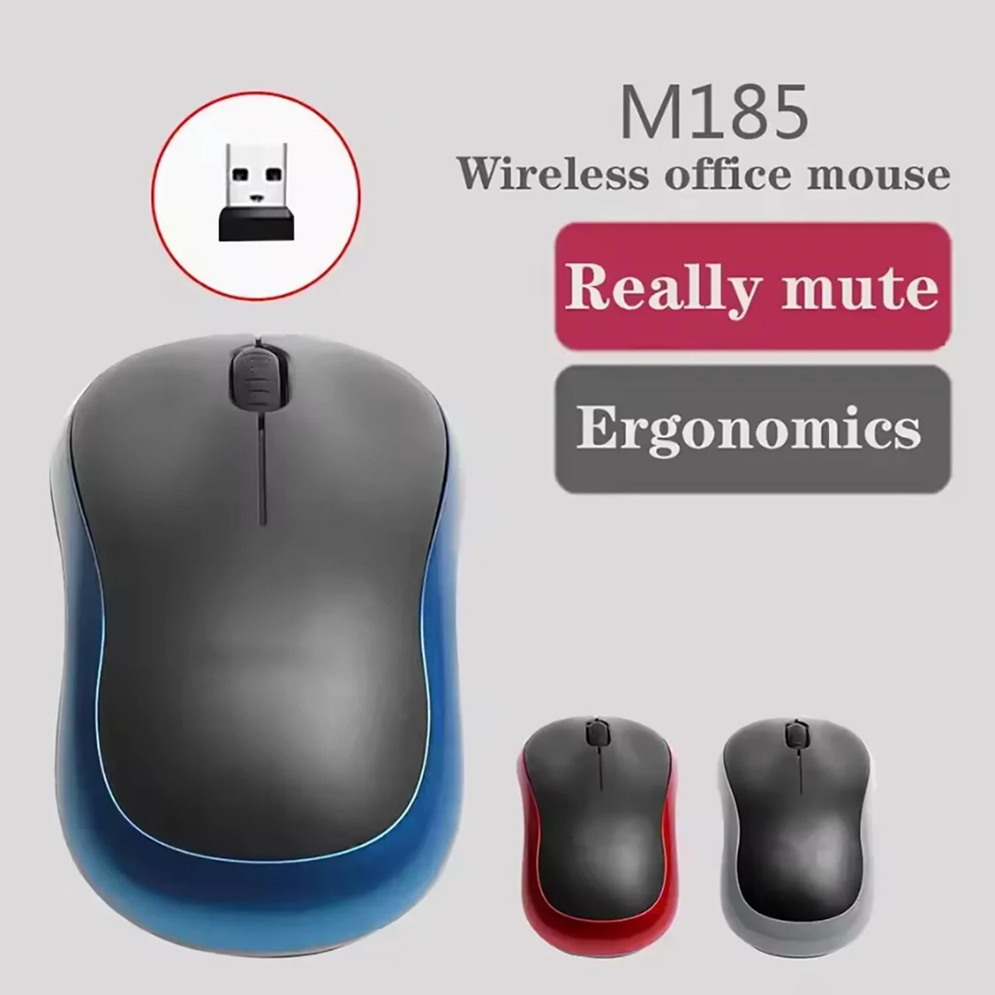 OBAME M185 Mini Wireless Mouse – 1000 DPI, 2.4GHz, Ergonomic, USB Receiver for PC & Laptop
