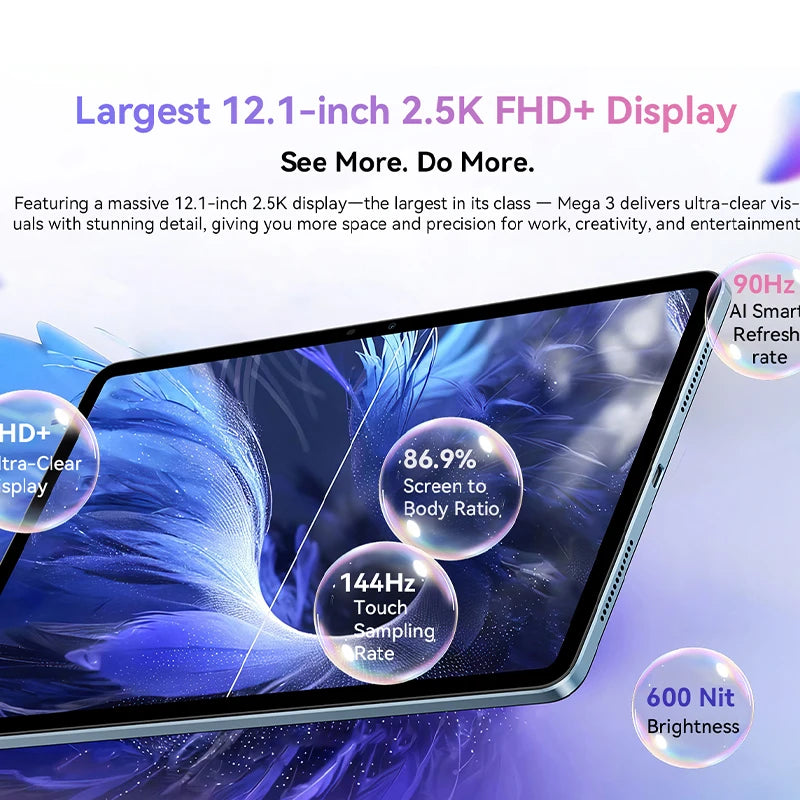Blackview MEGA 3 Tablet – 12.1" 2.5K 90Hz, 8800mAh, 12GB RAM, 50MP Camera, Android 15
