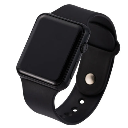 Simple digital LED watch with sport silicone wristband from R.E.D. Shopping, featuring a sleek digital display and adjustable strap.