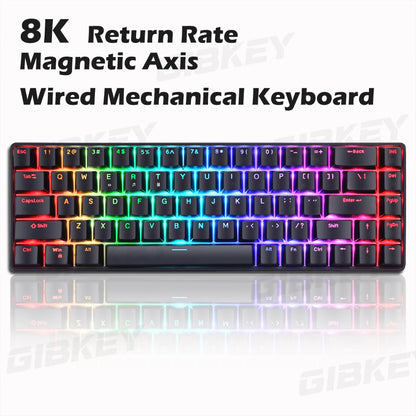 GIBKEY Magnetic Axis Gaming Mechanical Keyboard – 68-Key, 8K Return Rate, RGB, Hot Swap