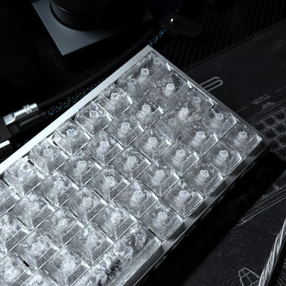 ICECARBON BLACKCARBON Forged Carbon Keycaps | Cherry Profile | Semi-Frosted | Side-Laser Engraved | 120 Keys