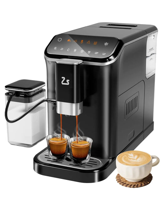 20 Bar Fully Automatic Espresso Machine – Built-in Grinder, Milk Frother, 6 Recipes, 1.5L Tank