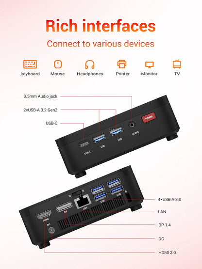 FIREBAT R3 Mini PC AMD Ryzen 3 4300U | 16GB RAM | 512GB SSD | WiFi 6 | 3×4K | Windows 11