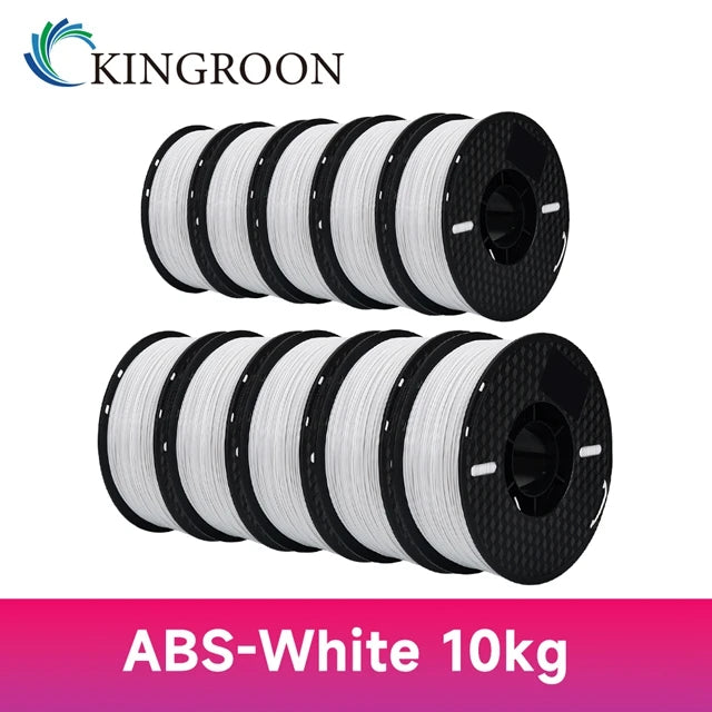 KINGROON 3D Printer Filament – 10KG Bulk, 1.75mm PLA / ABS / PETG, 10 Rolls, Black / White / Gray