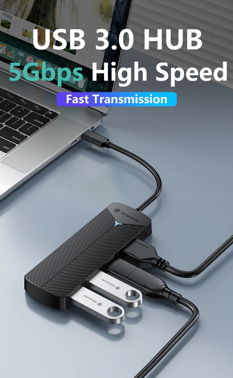 Yottamaster 4-in-1 USB 3.0 Hub | 5Gbps | Ultra-Slim OTG Adapter | USB-A & Type-C | For PC & Mac