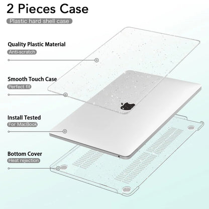 EGYAL MacBook Hard Case – Air 13/15, Pro 13/14/16, M1–M5, Crystal, Matte & Glitter Covers