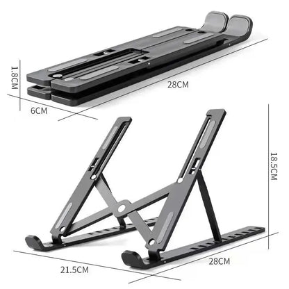 Aluminum Alloy Foldable Laptop Stand – Adjustable, Non-Slip, Portable | MacBook & Tablet Holder