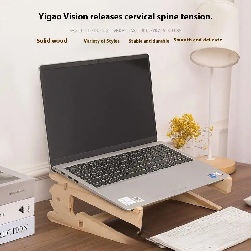 Wood Laptop Stand Lapdesk – Assembled Riser, Cooling Bracket, Reinforced Support Base