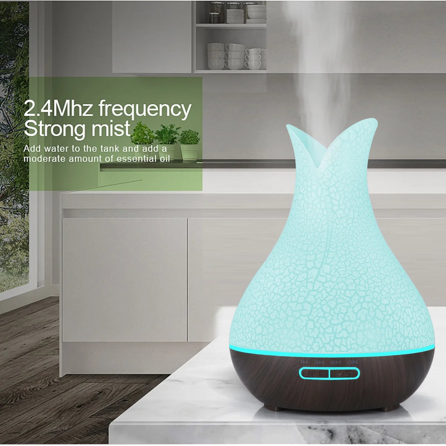 WiFi Smart Air Humidifier & Aroma Diffuser 400ml – Essential Oil, Wood Ball Design