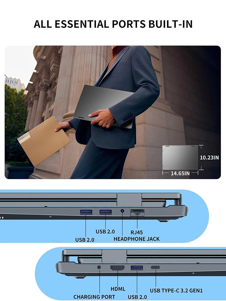 BYONE BAX16 Triple Screen Laptop — 16"+Dual 10.5", Intel i5-12450H, 64GB RAM, 4TB SSD
