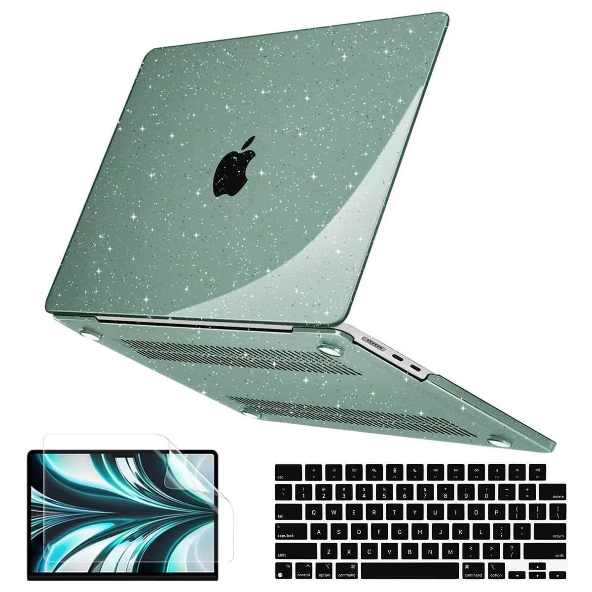 EGYAL MacBook Hard Case – Air 13/15, Pro 13/14/16, M1–M5, Crystal, Matte & Glitter Covers